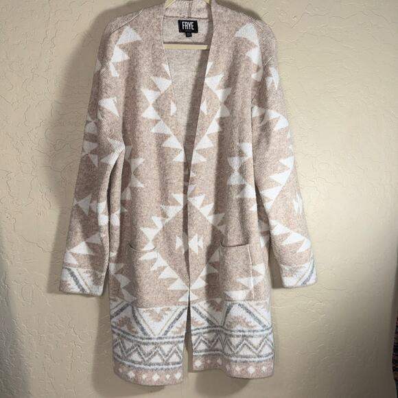 Frye the cozy cardigan long length open front geometric print size XXL - Picture 8 of 8